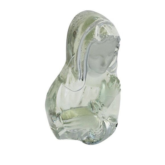 Vintage Viking Hand Made Glass Madonna Virgin Mary Figurine 7" Tall Religious De - Picture 2 of 4